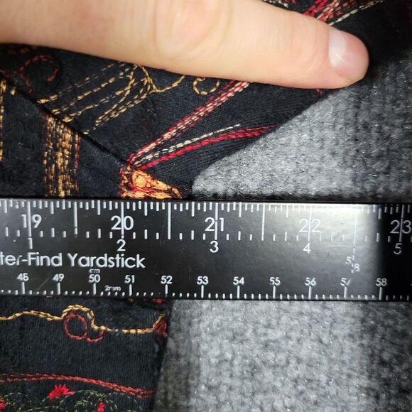 CHICOS Black Red Artsy Town Building Temple Embroider Jacket SIZE 1 US MEDIUM 8 - Picture 10 of 14